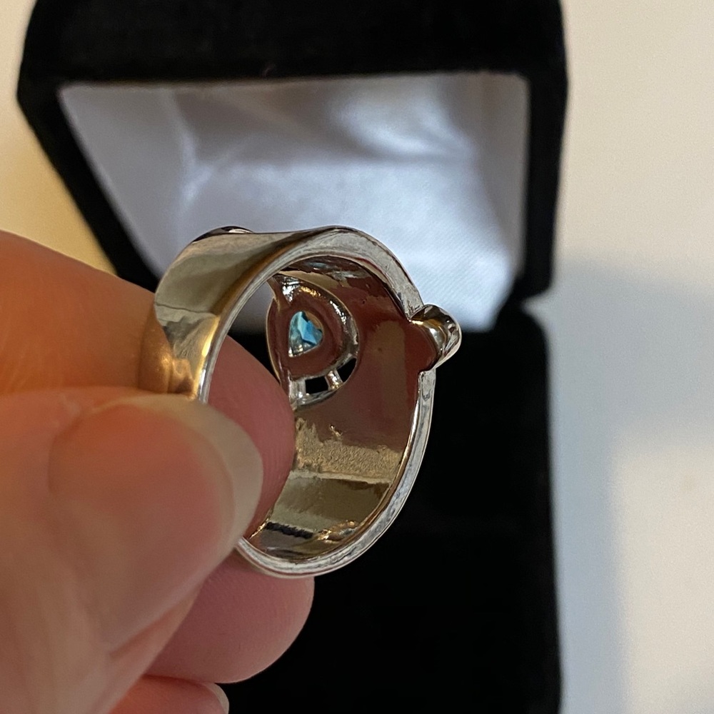 Sterling Silver European Wide Band Cuff Ring - Picture 7 of 10